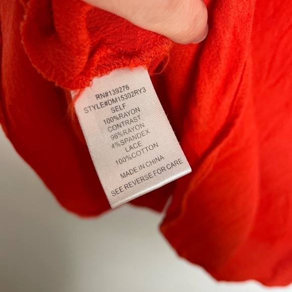 Daniel Rainn bright tomato red crochet tank top - Picture 7 of 7